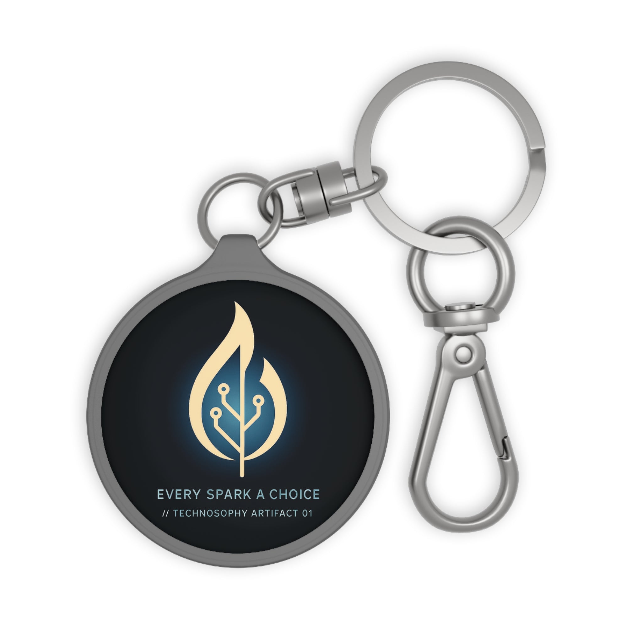 Artifact_01 | Flame Keychain for Thinkers – Satirical Gift for Minimalists, Philosophers, Cynics | Symbolic Tag for Bags, Keys, or Illusions
